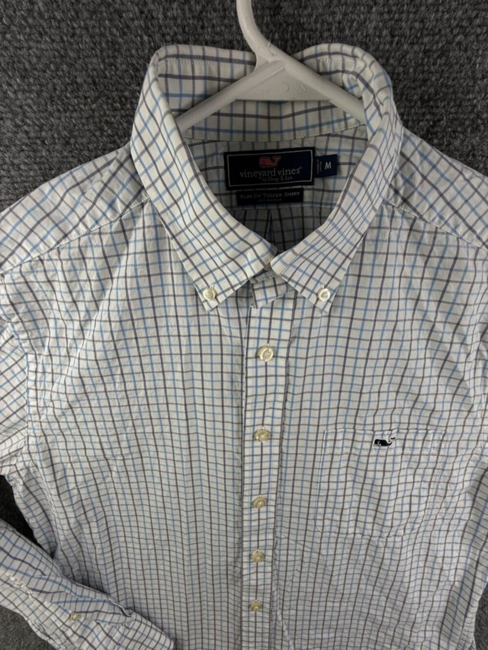 Vineyard Vines Slim Fit Tucker Medium Button Up Shirt Long Sleeve Blue Check